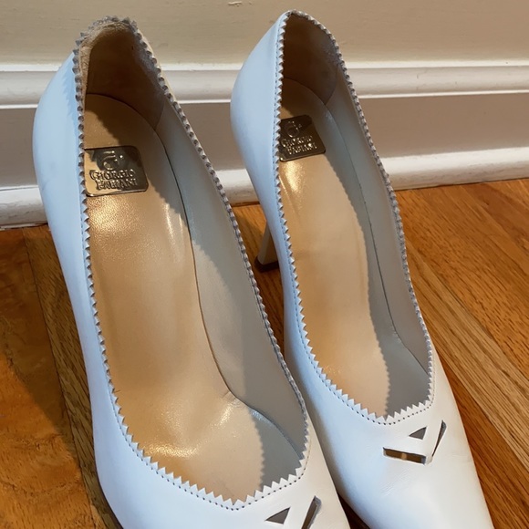 Giorgio Fabiani White Leather Pointed Pumps Size 7 - Picture 5 of 13